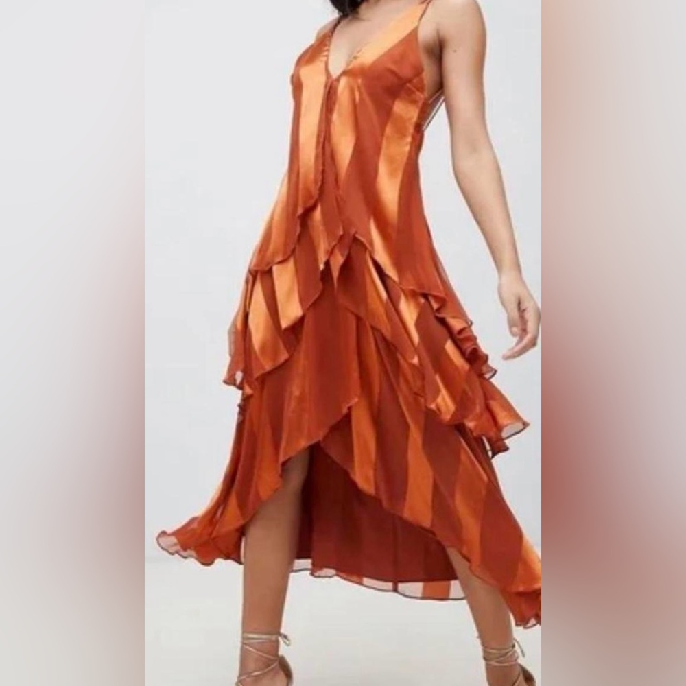 ASOS Women's Brown and Orange Dress Size 4